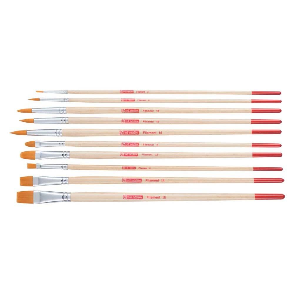 Föndurpennslar flatir olía&akrýl gervihár 10 stk sett