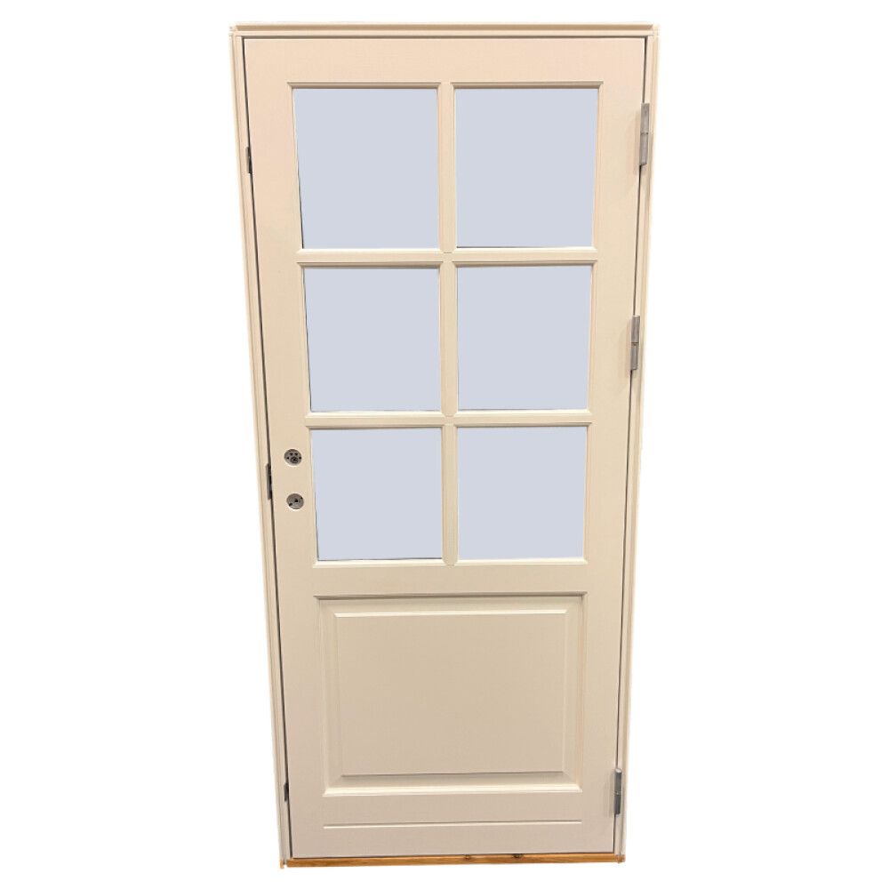 Útihurð H/inn m/3x2 gleri og sparkbretti 2115 x 948 mm hvít