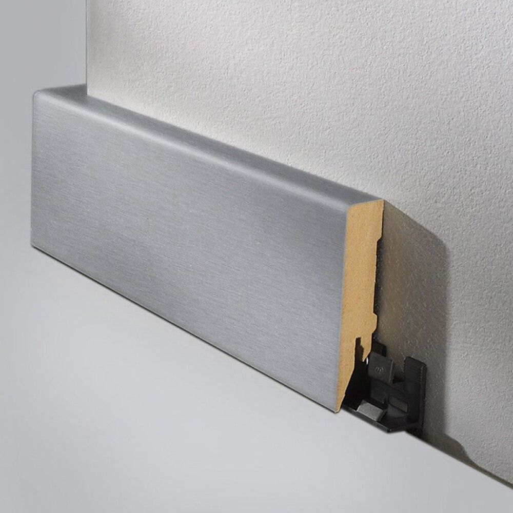 Gólflisti MDF 80x18x2600 mm Logoclic Trend grár málmáferð