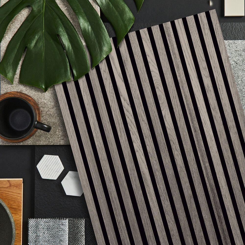 Hljóðdempandi plata grá eik 2440x605x22 mm