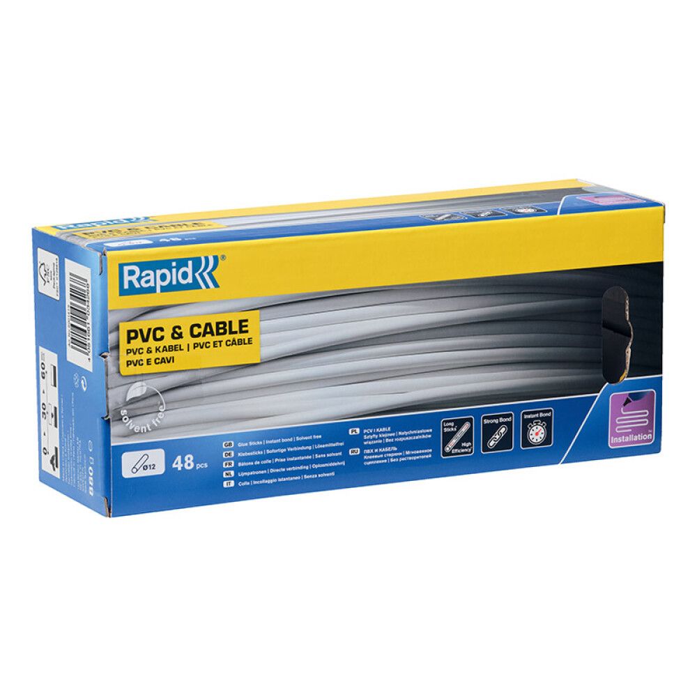 Límstangir 12 mm PVC/snúrur 48 stk Rapid