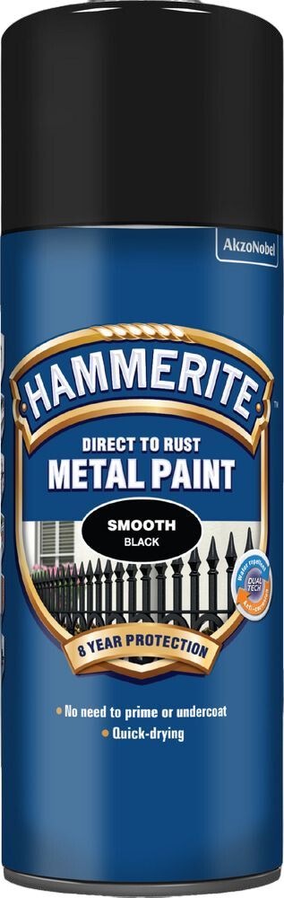 Járnsprey slétt áferð Hammerite svartur 400ml