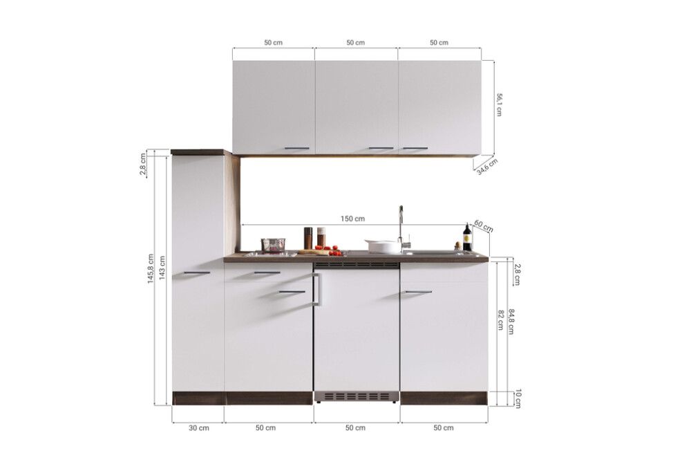 Eldhúsinnrétting 180 cm Respekta Oliver hvít