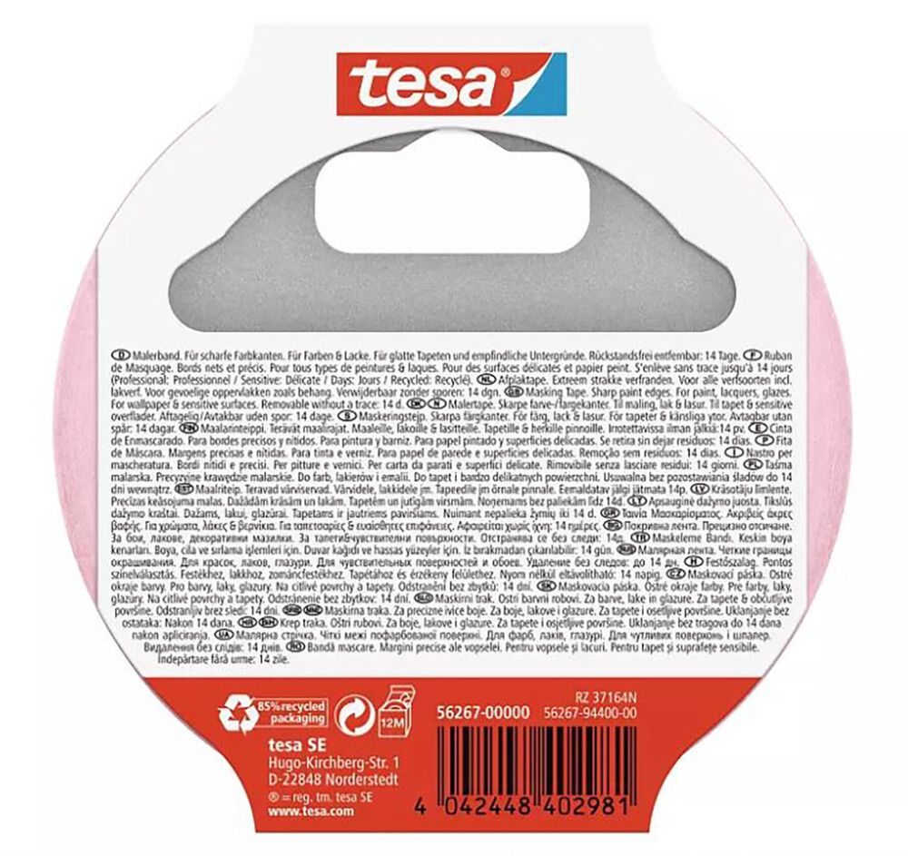 Málningarlímband viðkvæmt 25mm x 25m Tesa Professional 2stk