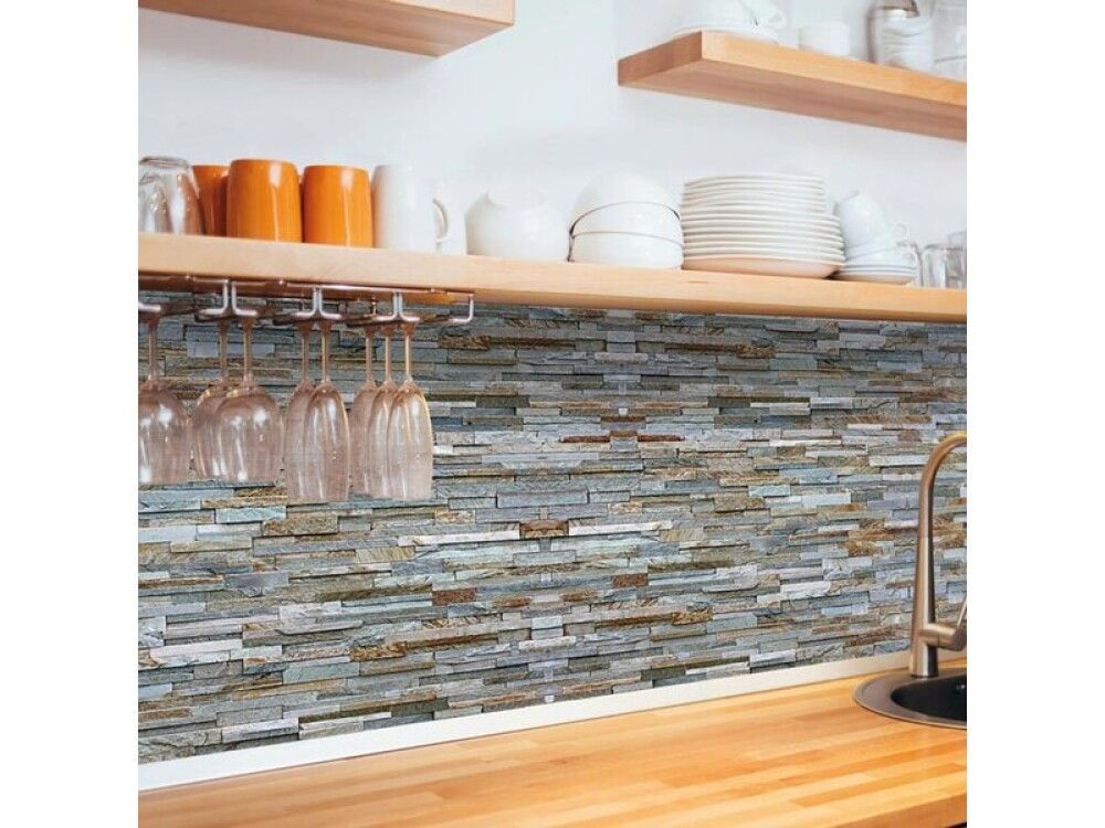 Veggfóður steinveggur 67,5x400 cm grár