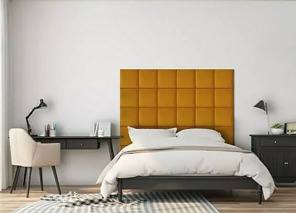 Veggpúði fyrir rúmgafl velvet 41 30x30 leir/gulur