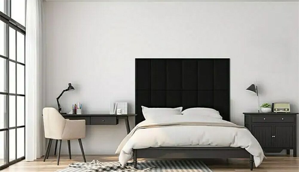 Veggpúði fyrir rúmgafl velvet 100 30x60 svartur