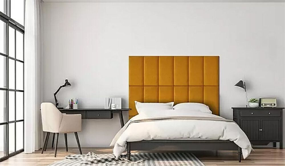 Veggpúði fyrir rúmgafl velvet 41 30x60 leir/gulur