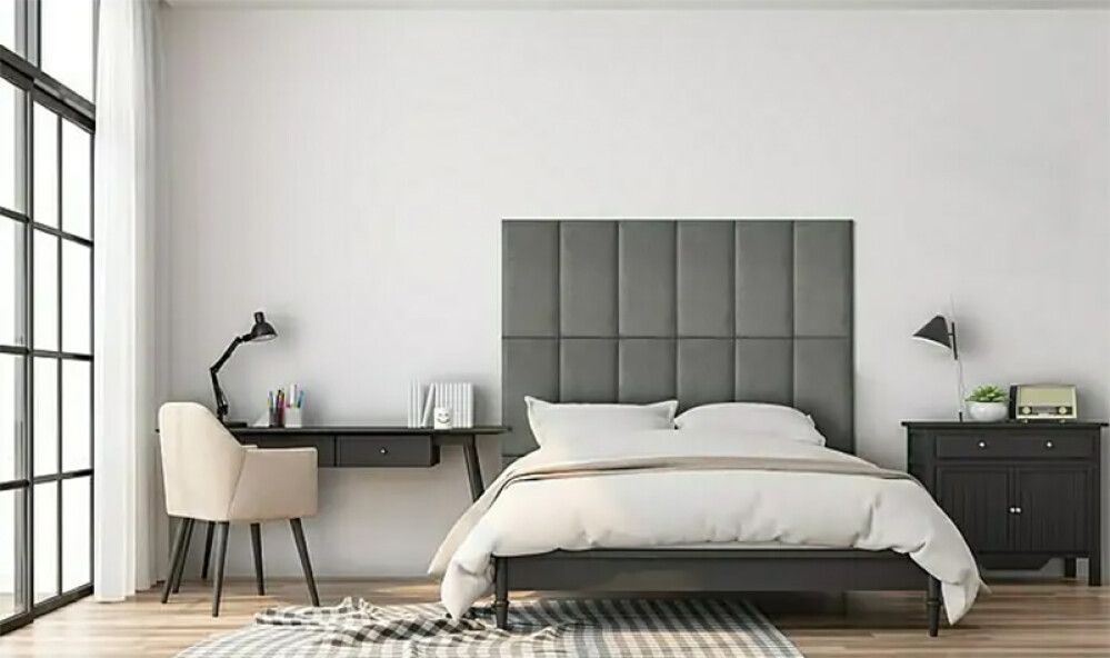 Veggpúði fyrir rúmgafl velvet 91 30x60 grár