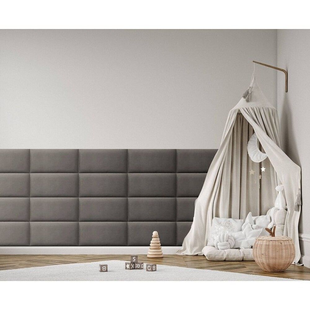 Veggpúði fyrir rúmgafl velvet 91 30x60 grár