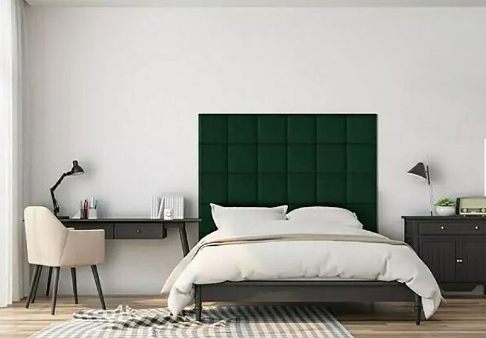 Veggpúði fyrir rúmgafl velvet 38 30x30 grænn