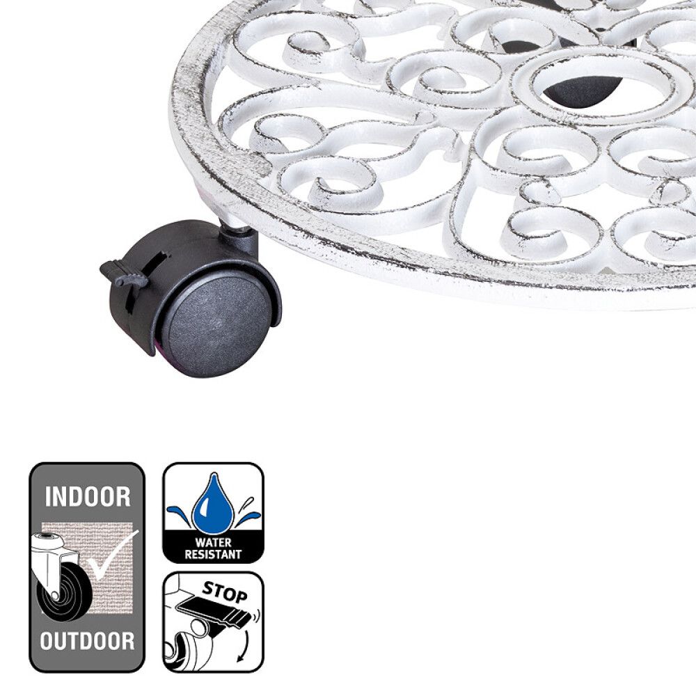 Rúllubretti fyrir blómapott Ø29mm Gardol 50kg hvítt