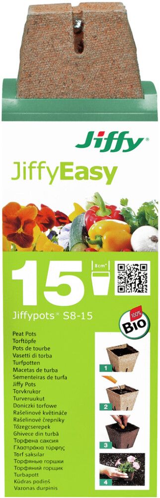 Startsett bio pottar með móbrikkettum Ø6 cm 14 stk Jiffy