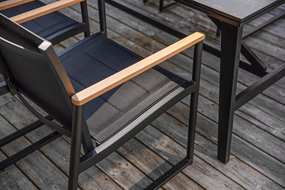 Garðstóll 58x84 cm Sensum Bergby ál/textilene svartur