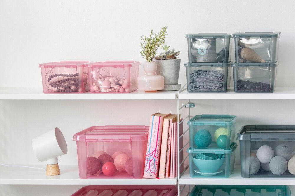 Plastkassi með loki 14L SmarStore Color 15 blár