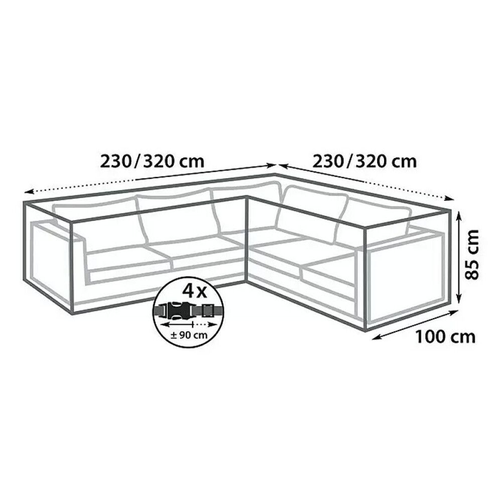 Yfirbreiðsla fyrir hornsófa 230x320x95x85 cm Sunfun svört