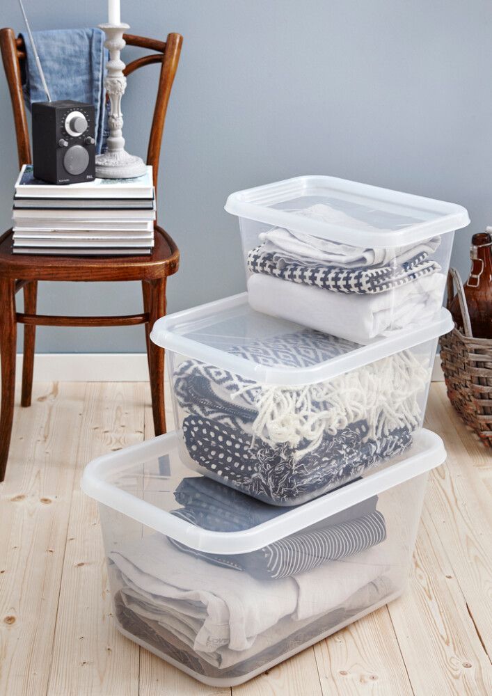 Plastkassi með loki 44L SmartStore glær