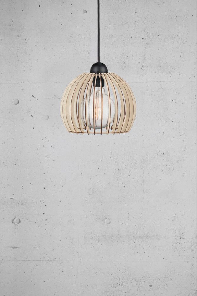 Hangandi ljós E27 Chino viður Ø25 cm