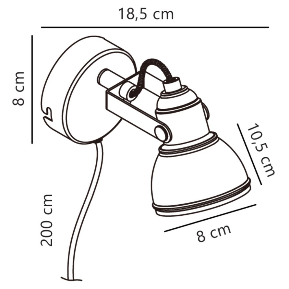 Veggljós GU10 Aslak hvítt Ø8 cm