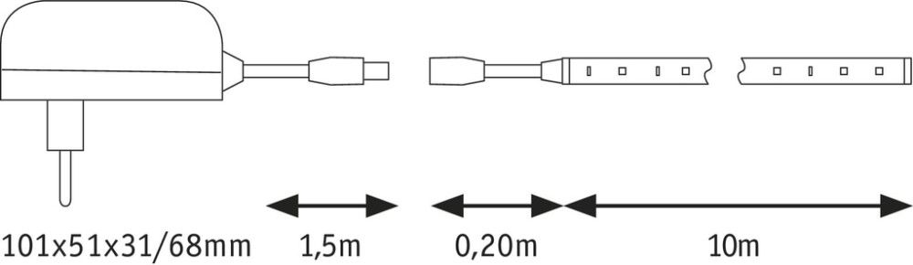 Ljósborðasett SimpLED Paulmann daylight 10m með húðun hvítt