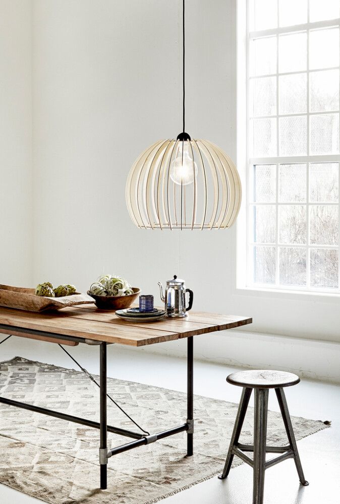 Hangandi ljós E27 Chino viður Ø40 cm