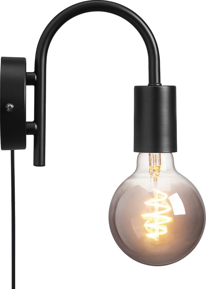 Veggljós E27 Paco svart 16 cm