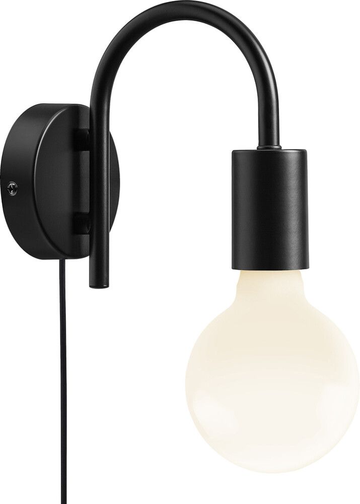 Veggljós E27 Paco svart 16 cm