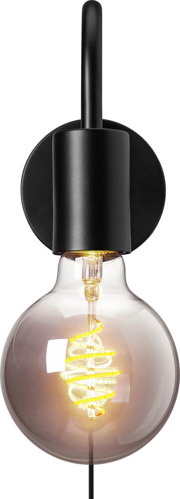 Veggljós E27 Paco svart 16 cm