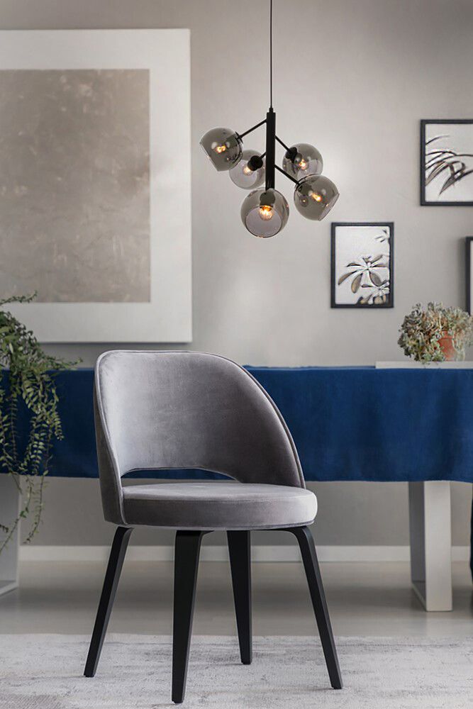 Hangandi ljós 5xE14 Atom svart/reyklitað