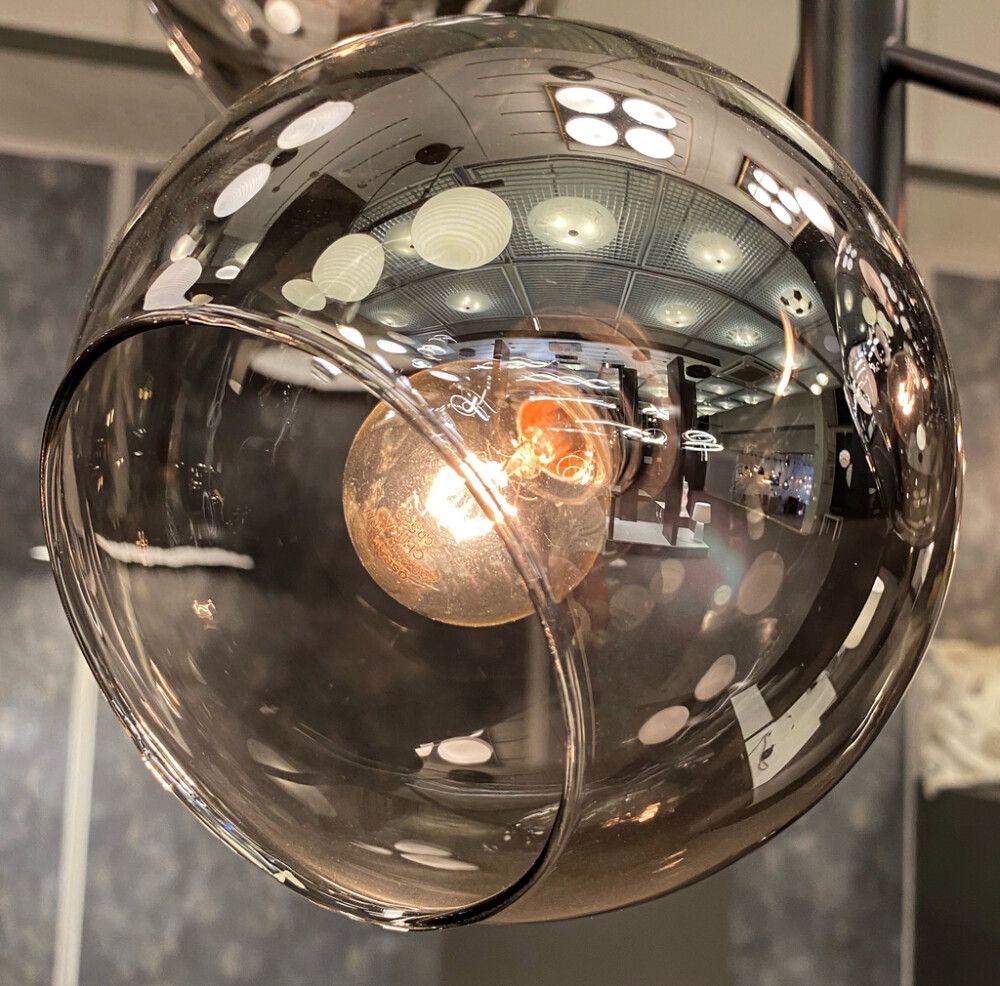 Hangandi ljós 5xE14 Atom svart/reyklitað