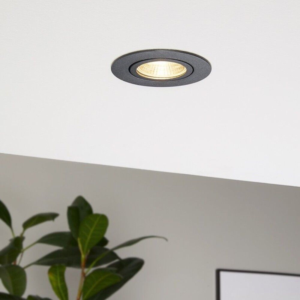 LED innfelldur kastari Saliceto 6W Eglo svartur/ál þv8,8cm h