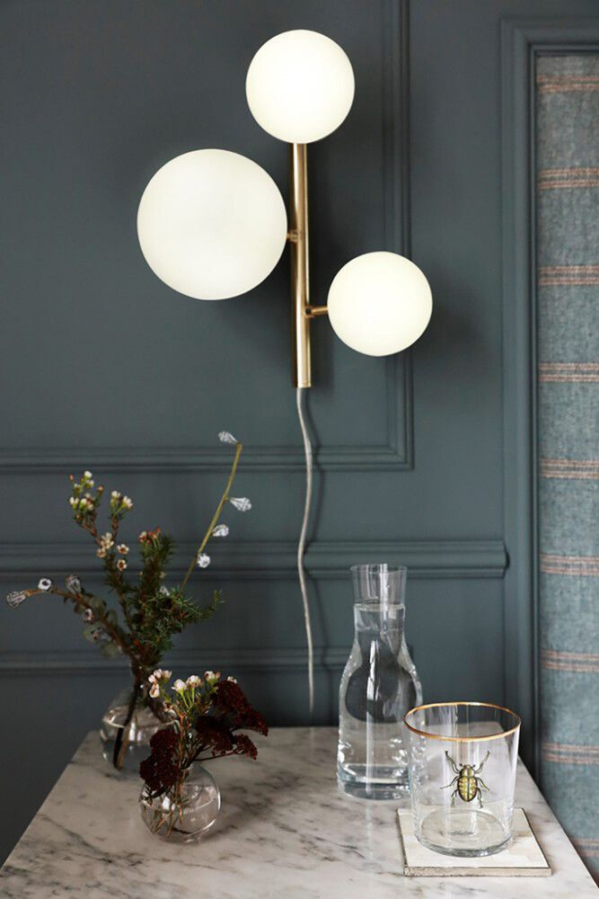 Veggljós 3xG9 Molekyl messing/hvítt