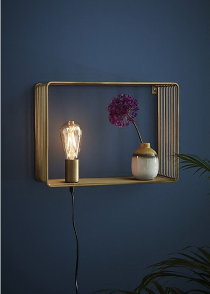 Veggljós á hillu Shelf E27 38x28cm gyllt