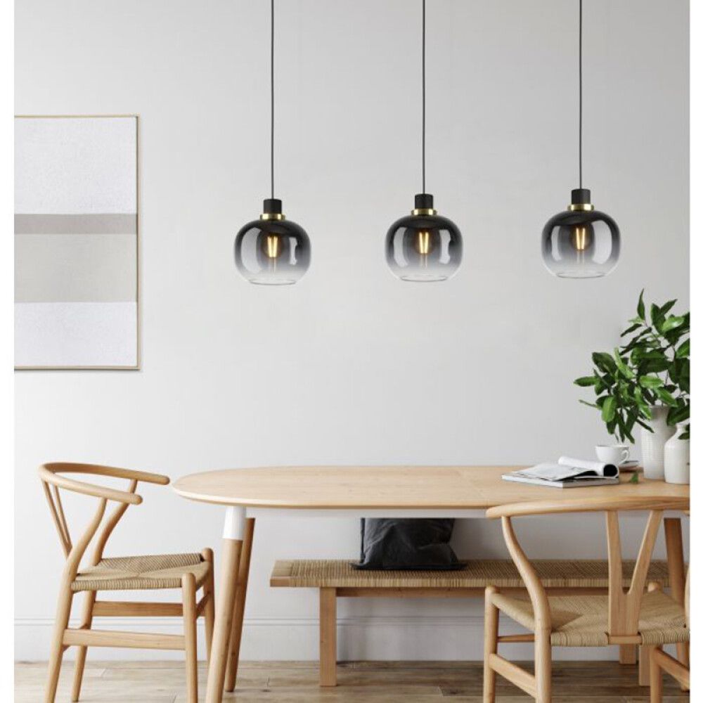 Hangandi ljós 3xE27 Oilella svart/reyk