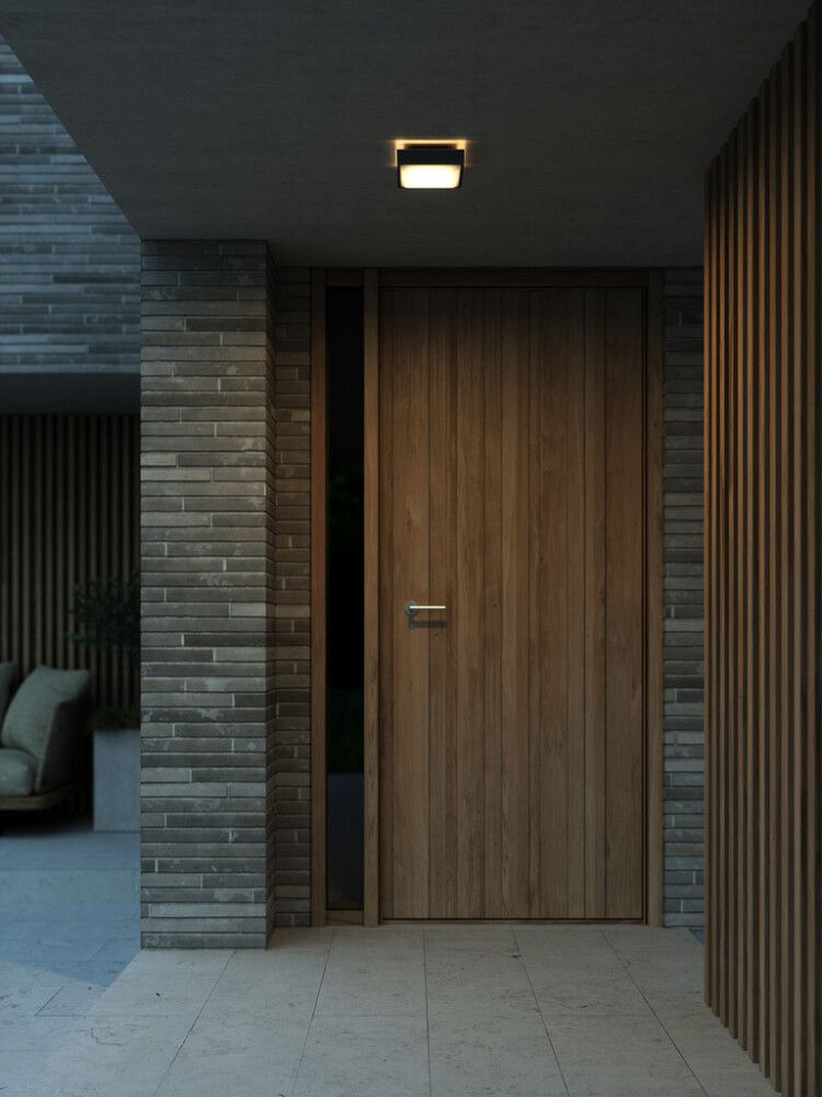 Veggljós LED Oliver Square svart 17,5x17,5 cm