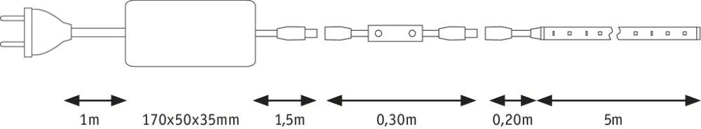 Ljósborðasett SimpLED Paulmann RGB 5m dimmer/switch