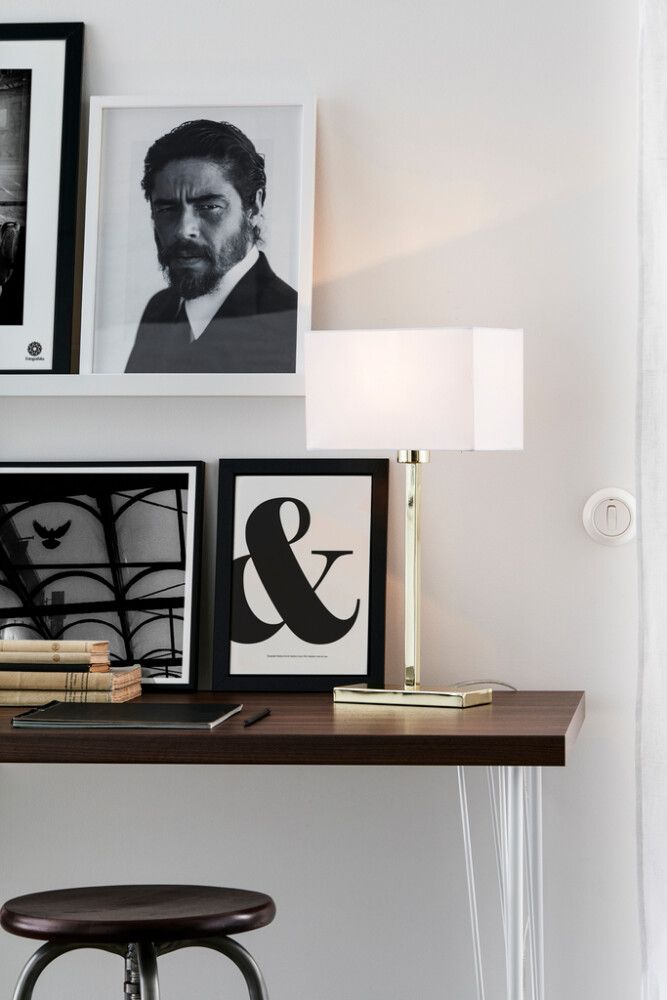 Borðlampi með USB E27 Savoy kopar/hvítur