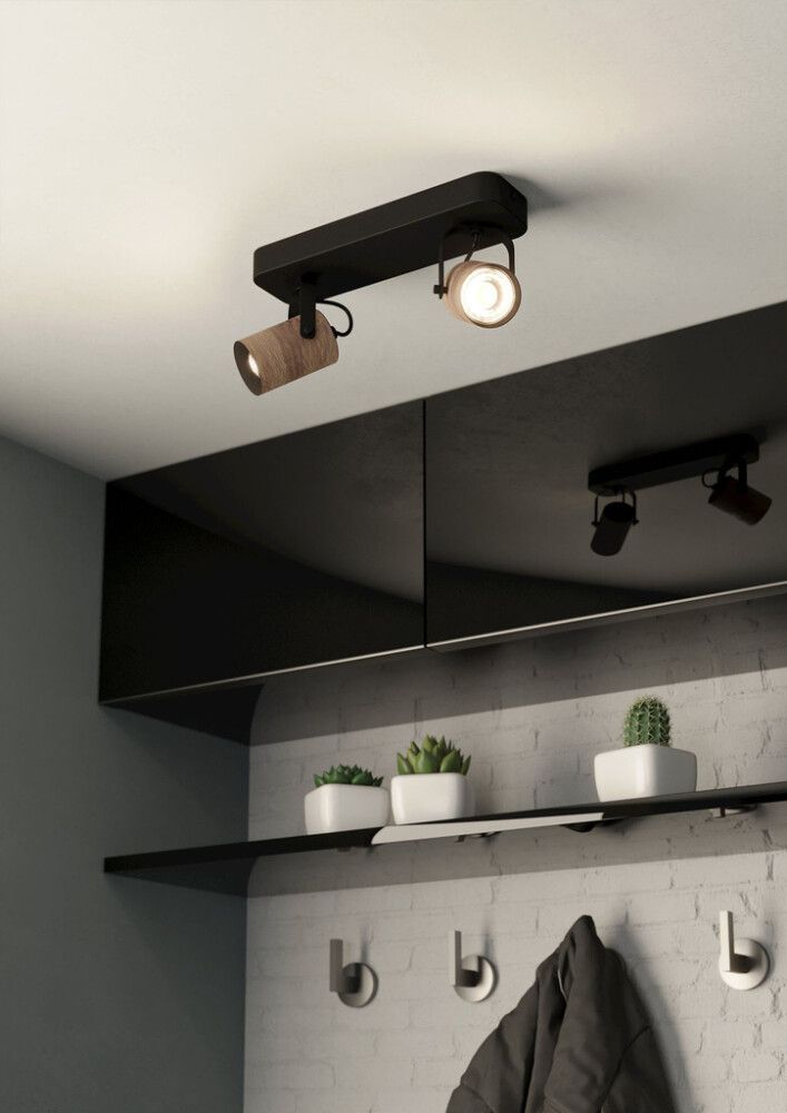 Kastari 2xGU10 Cayuca svart/tré