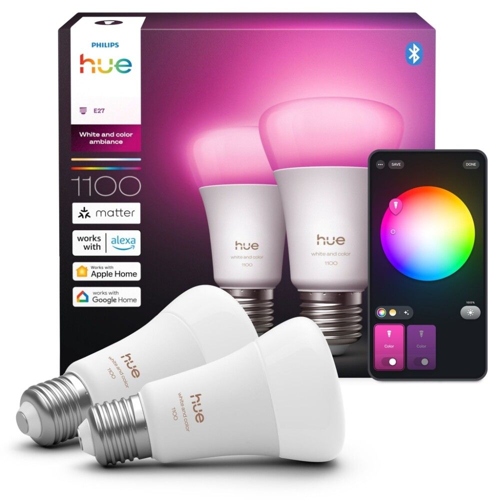 Ljósaperur  2xE27 9W RGBW Philips Hue
