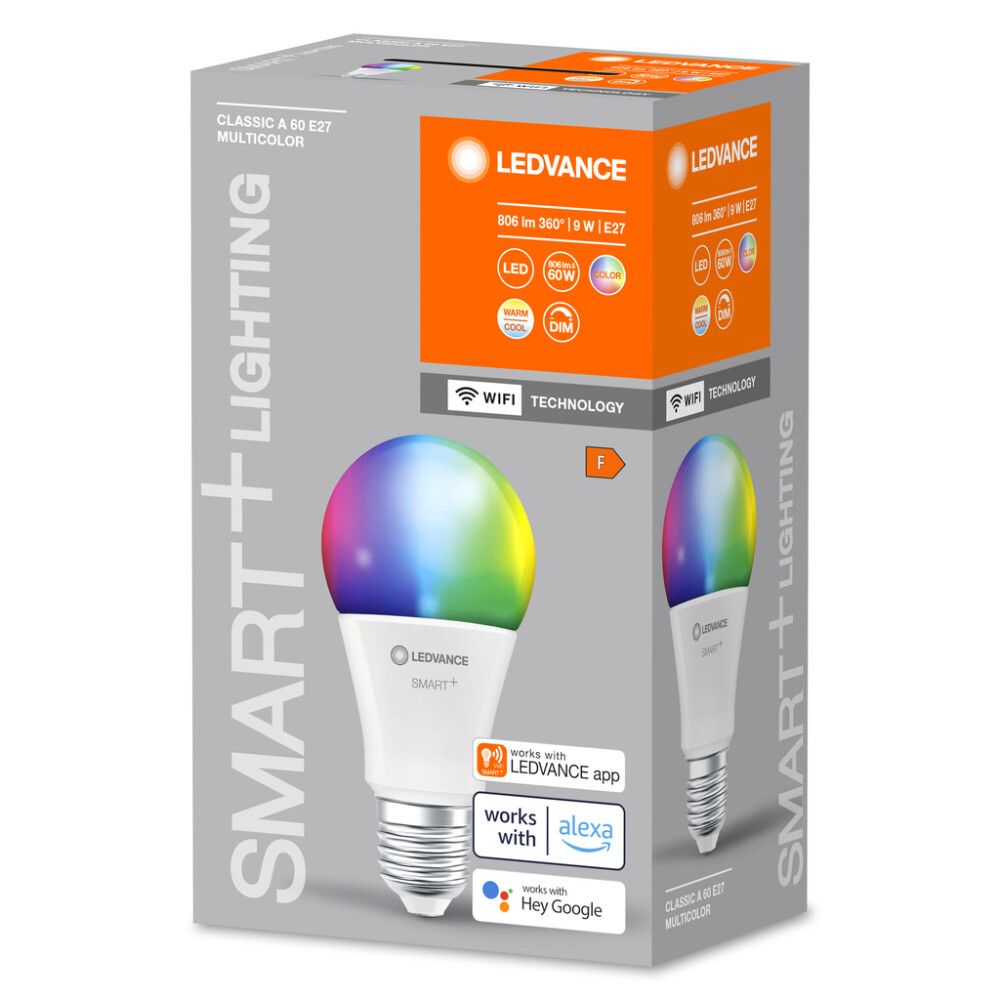 Snjallpera LED E27 RGBW Ledvance Smart+ 9W Ø60 mm