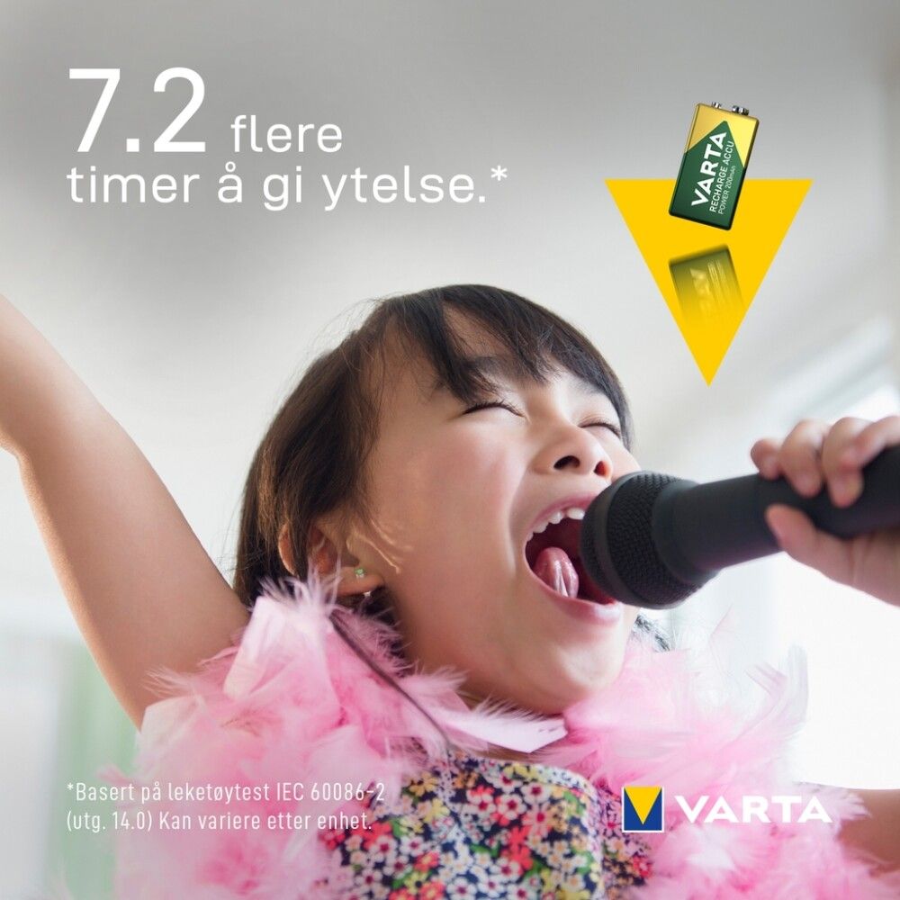 Rafhlaða 9V Varta hleðslurafhlaða 2mAh