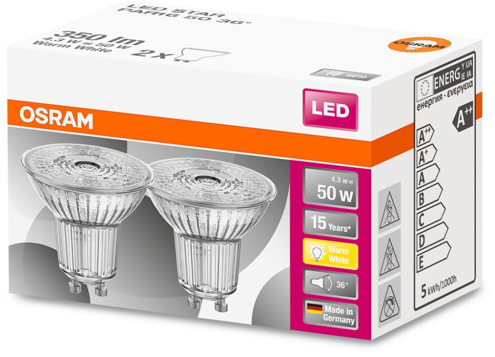 Kastarapera LED GU10 2700K Osram 4,3W