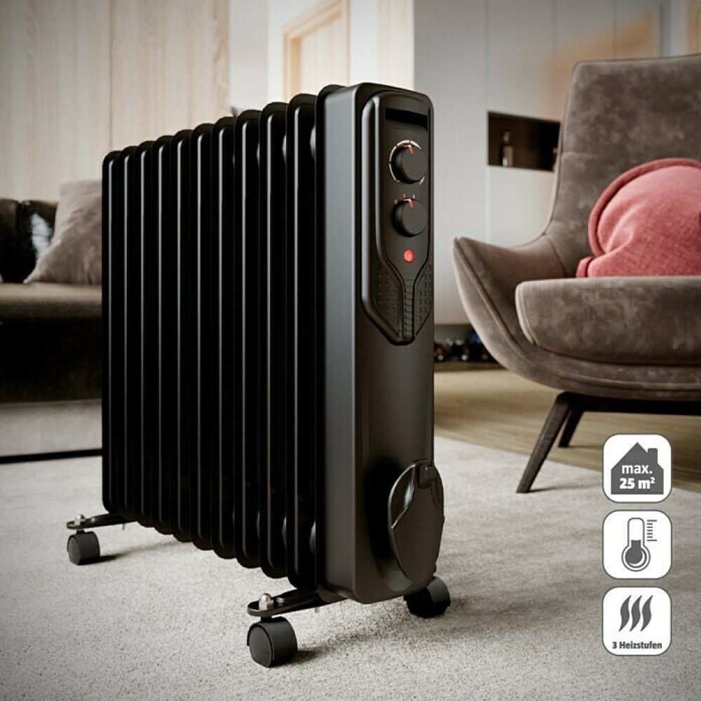 Rafmagnsofn olíufylltur 2500W svartur Voltomat