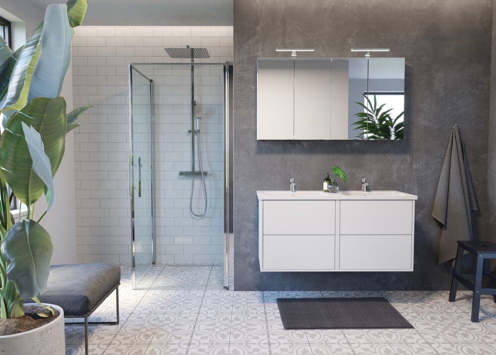 Handlaug tvöföld 120 cm Nord Moderne hvít