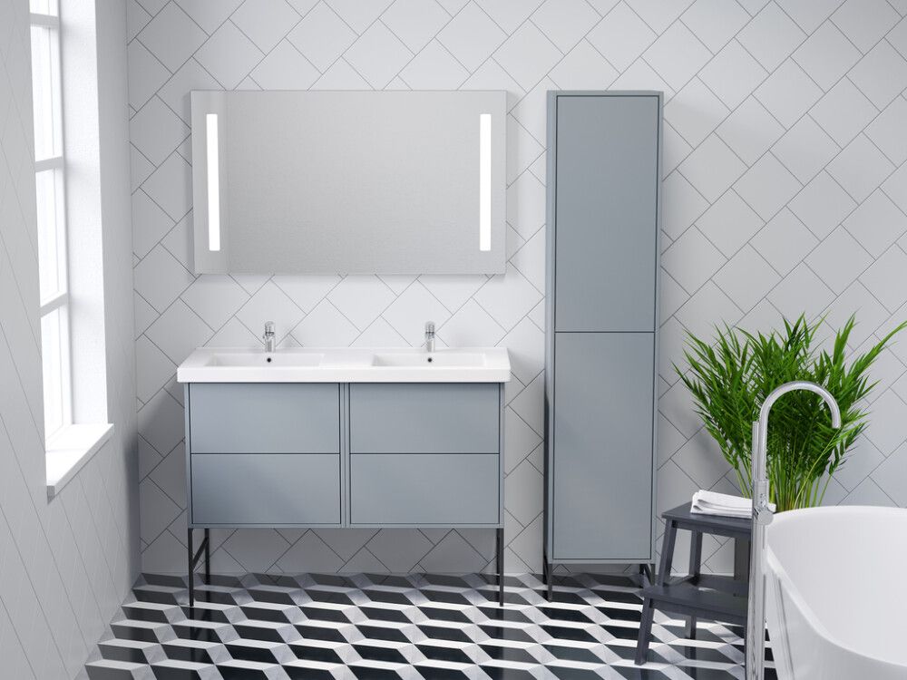 Handlaug tvöföld 120 cm Nord Moderne hvít