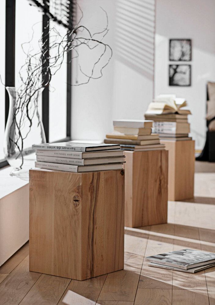 Hliðarborð 30x30x45 cm beyki viðardrumbur