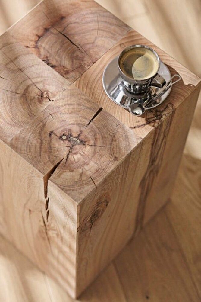 Hliðarborð 30x30x45 cm beyki viðardrumbur