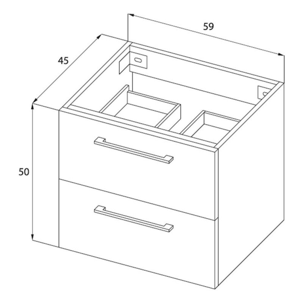 Handlaugarskápur 60cm Bath Deluxe Camden Svartur