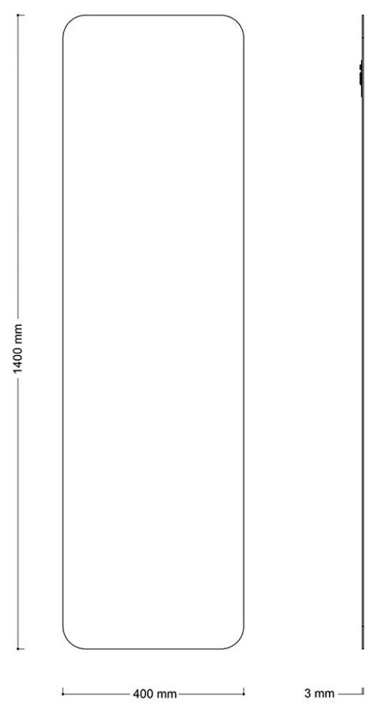 Spegill 40x140cm Curve Ferhyrndur