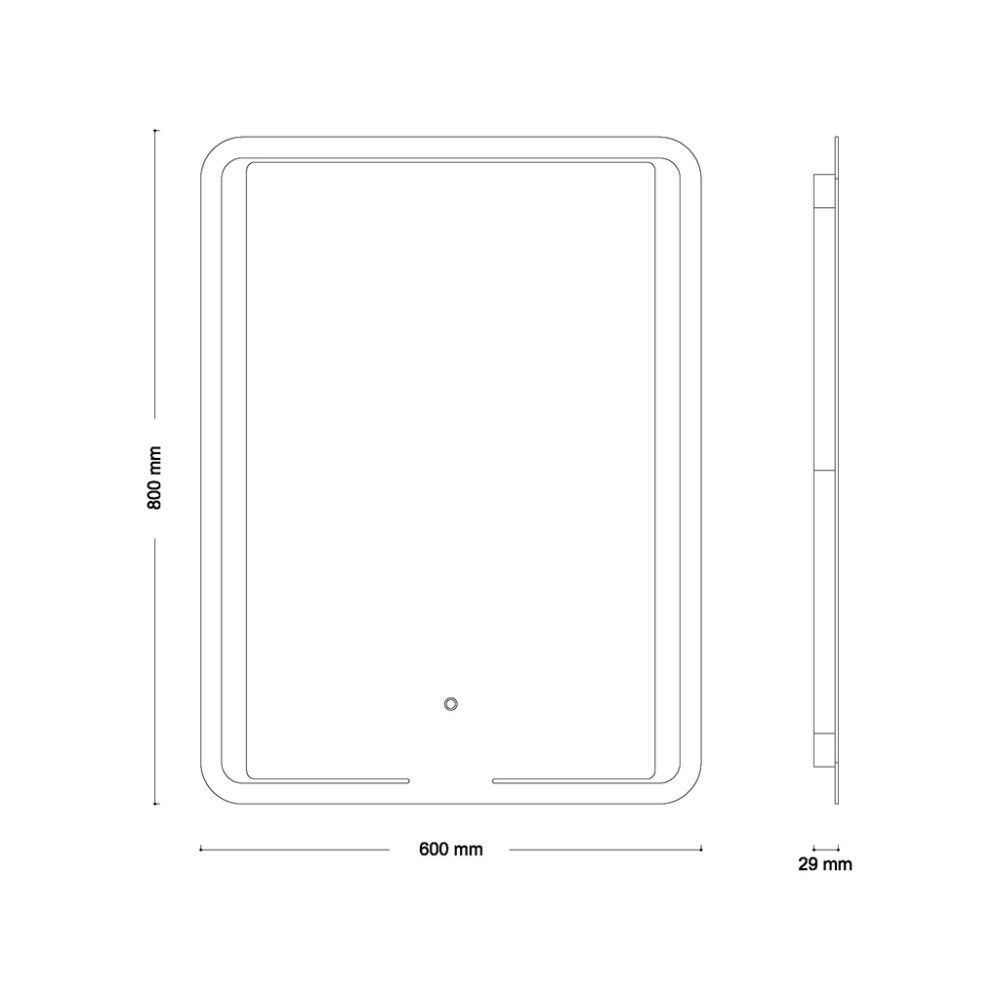 Spegill 60x80cm LED Jokey Roomlight I Ferhyrndur